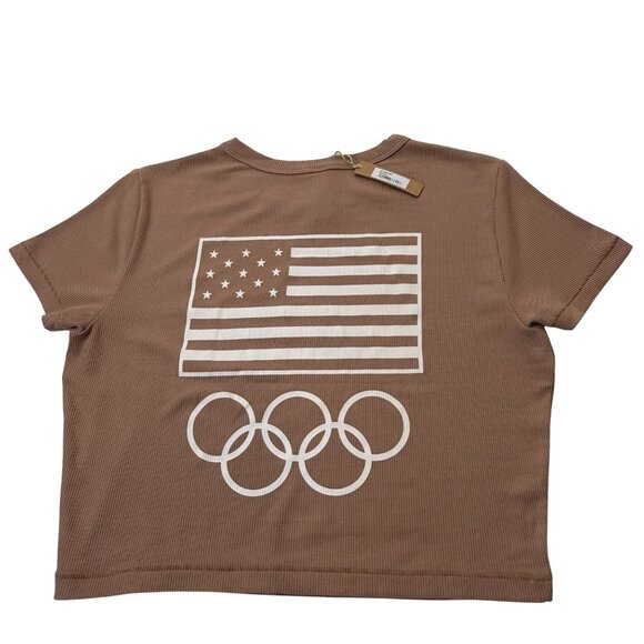 SKIMS Soft Lounge Rib Cropped T-Shirt + Leggings Set Team USA Sienna M/L - Picture 4 of 15